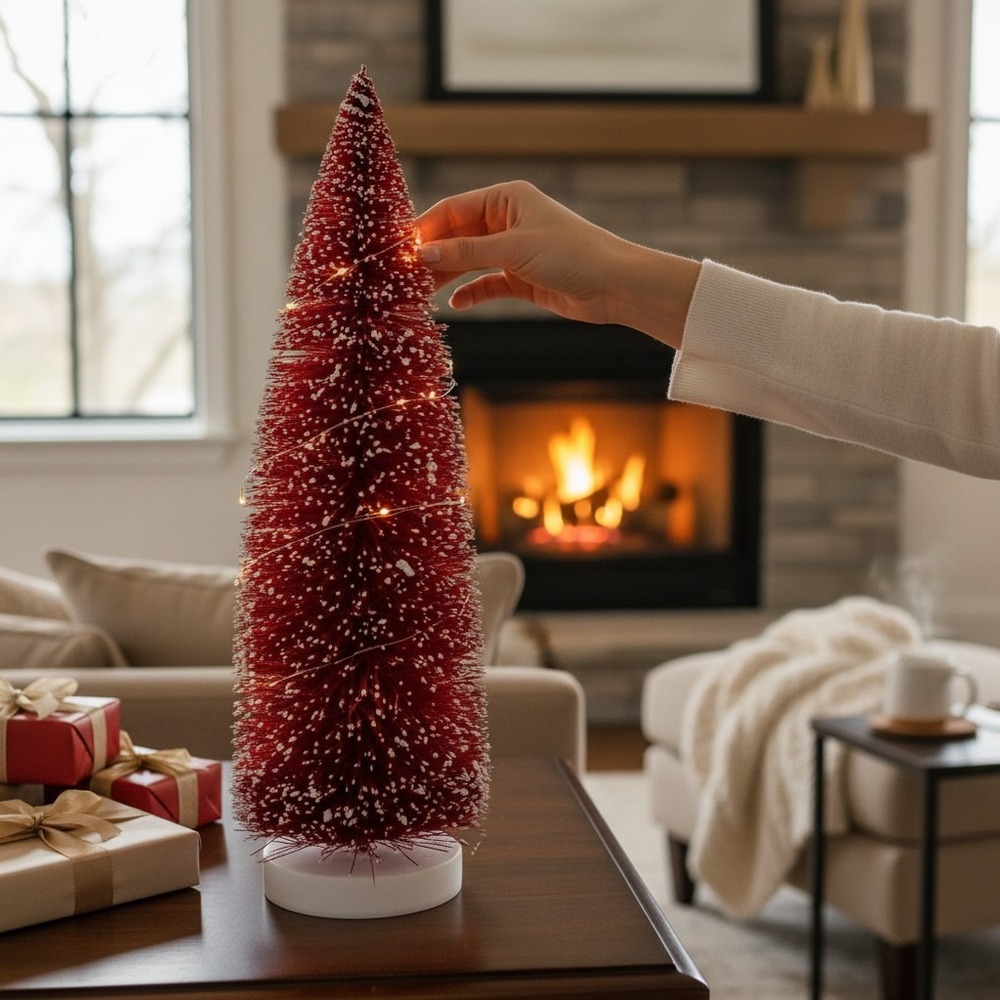 Wondershop Lit Bottle Brush Tree Target Red 15.5in NWT Christmas Decor